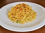 St. Joseph's Day Spaghetti in anchovy sauce topped with toasted breadcrumbs