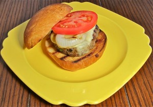 Burger stuffed with mozzarella & topped with fontina